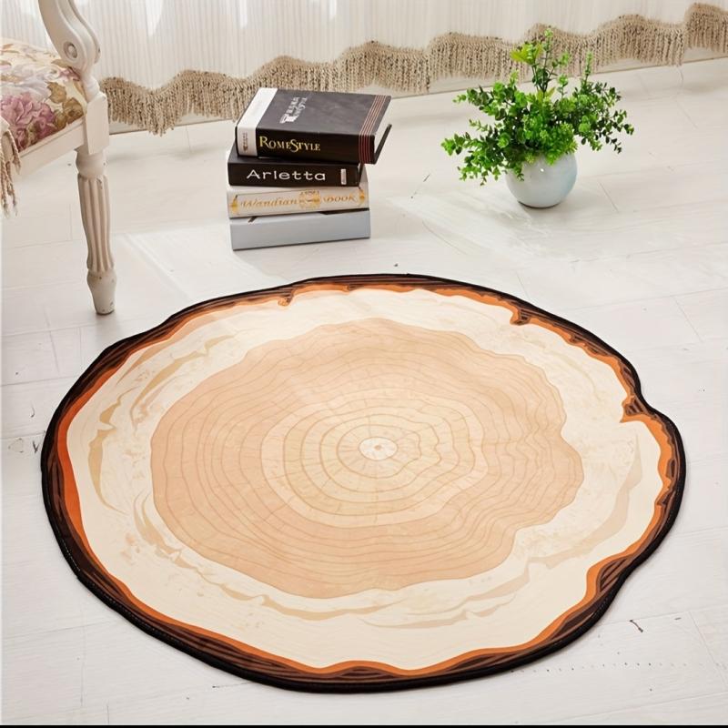 Round Tree Annual Ring Living Room Mat Non Slip Rug
