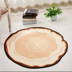 Round Tree Annual Ring Living Room Mat Non Slip Rug