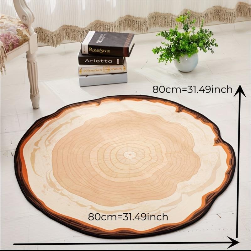 Round Tree Annual Ring Living Room Mat Non Slip Rug