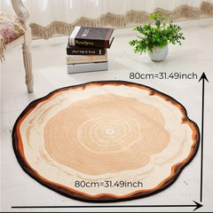Round Tree Annual Ring Living Room Mat Non Slip Rug
