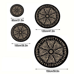 Viking Rune Round Area Rug Non Slip Washable Rug For Living Room Bedroom
