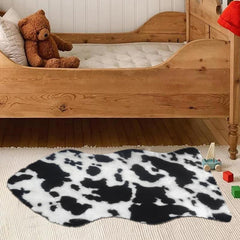 Western Style Faux Cowhide Rug - Cow Print Low Pile Faux Fur