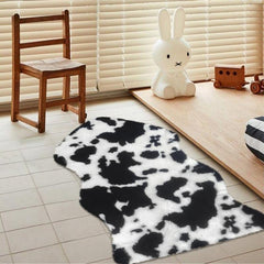 Western Style Faux Cowhide Rug - Cow Print Low Pile Faux Fur