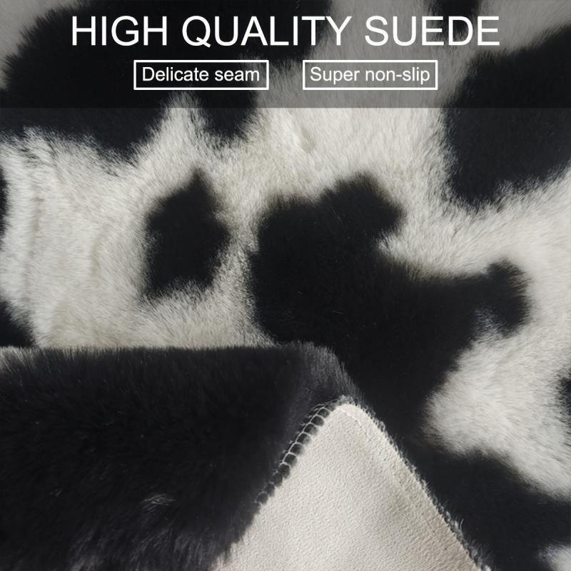 Western Style Faux Cowhide Rug - Cow Print Low Pile Faux Fur