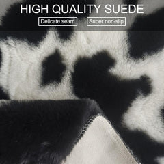 Western Style Faux Cowhide Rug - Cow Print Low Pile Faux Fur
