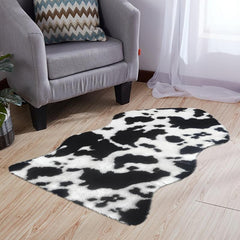 Western Style Faux Cowhide Rug - Cow Print Low Pile Faux Fur