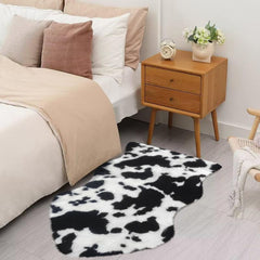 Western Style Faux Cowhide Rug - Cow Print Low Pile Faux Fur
