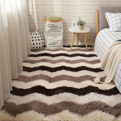 Soft Fluffy Striped Rug for Furniture Upholstery