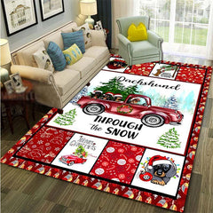 Santa Truck Pattern Carpet Door Floor Mat Non-slip Mat Christmas Decor