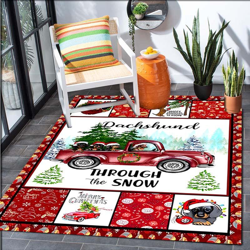 Santa Truck Pattern Carpet Door Floor Mat Non-slip Mat Christmas Decor