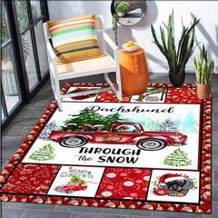 Santa Truck Pattern Carpet Door Floor Mat Non-slip Mat Christmas Decor