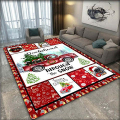 Santa Truck Pattern Carpet Door Floor Mat Non-slip Mat Christmas Decor