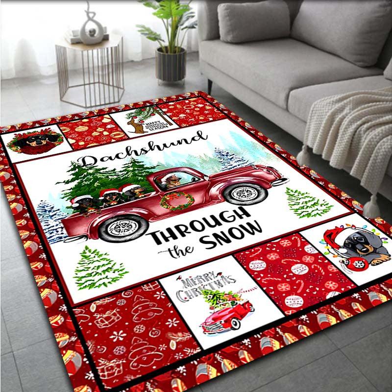 Santa Truck Pattern Carpet Door Floor Mat Non-slip Mat Christmas Decor