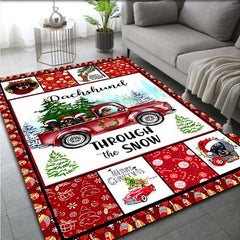 Santa Truck Pattern Carpet Door Floor Mat Non-slip Mat Christmas Decor