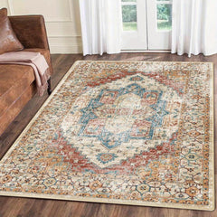 Stylish Orange Boho Floor Rug 2x3ft Machine Washable Non Slip