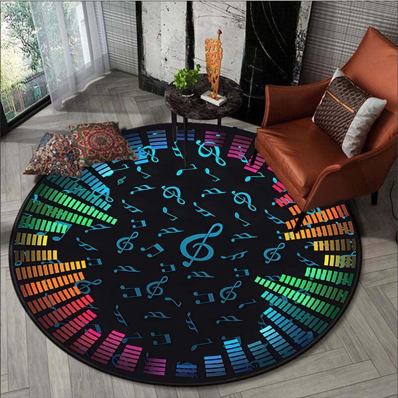 Musicnote Pattern Round Carpet Anti Skid Area Floor Mat Rug