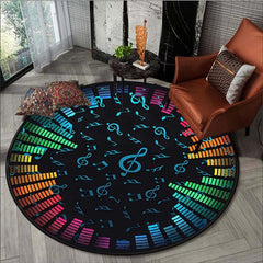 Musicnote Pattern Round Carpet Anti Skid Area Floor Mat Rug