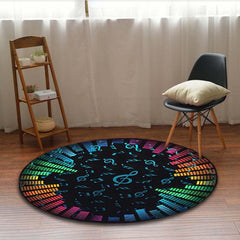 Musicnote Pattern Round Carpet Anti Skid Area Floor Mat Rug
