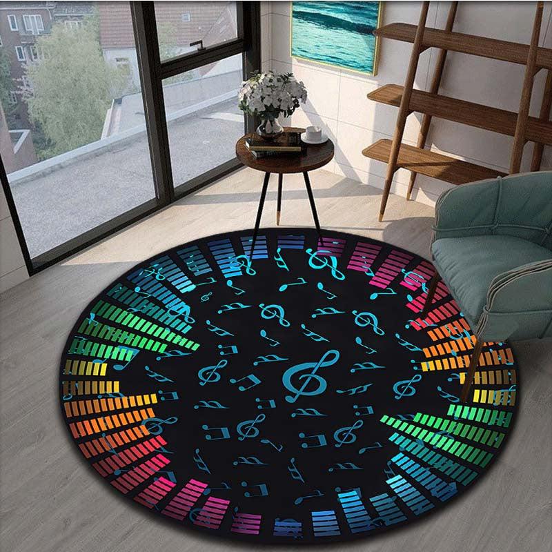Musicnote Pattern Round Carpet Anti Skid Area Floor Mat Rug