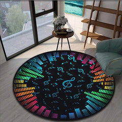 Musicnote Pattern Round Carpet Anti Skid Area Floor Mat Rug