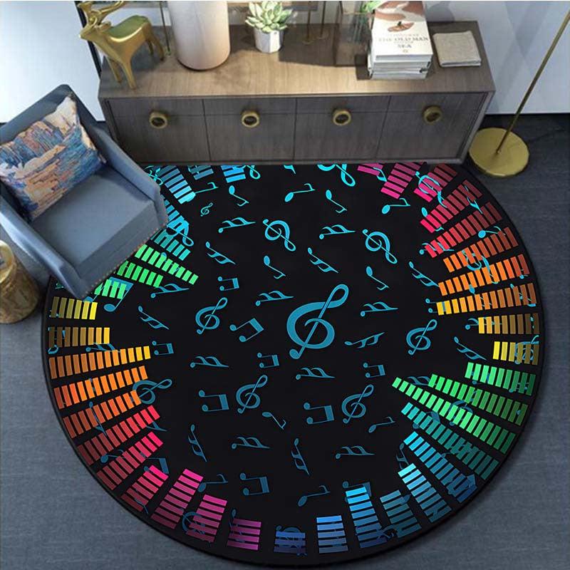 Musicnote Pattern Round Carpet Anti Skid Area Floor Mat Rug