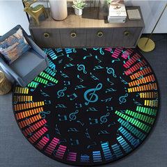 Musicnote Pattern Round Carpet Anti Skid Area Floor Mat Rug