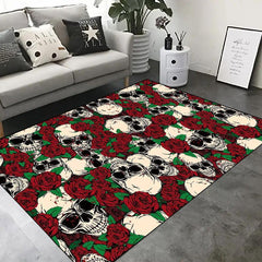 Soft Low Pile Skull Gothic Decor Area Rug