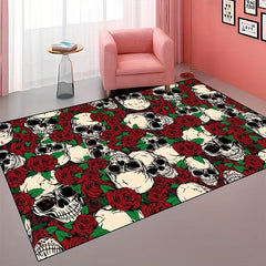 Soft Low Pile Skull Gothic Decor Area Rug