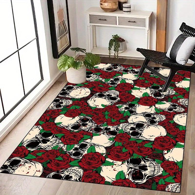 Soft Low Pile Skull Gothic Decor Area Rug