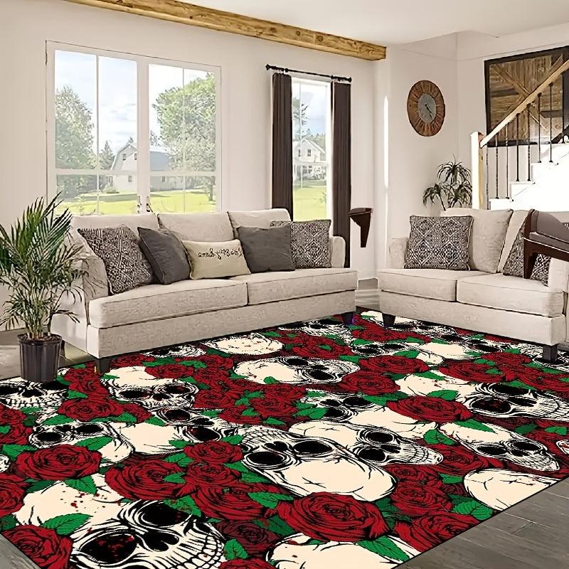 Soft Low Pile Skull Gothic Decor Area Rug