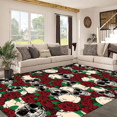 Soft Low Pile Skull Gothic Decor Area Rug