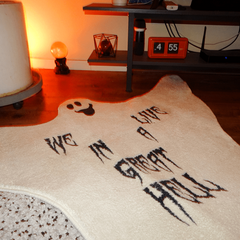 Spooky Ghost Wool Area Rug for Halloween Home Decor