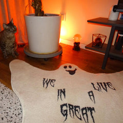 Spooky Ghost Wool Area Rug for Halloween Home Decor