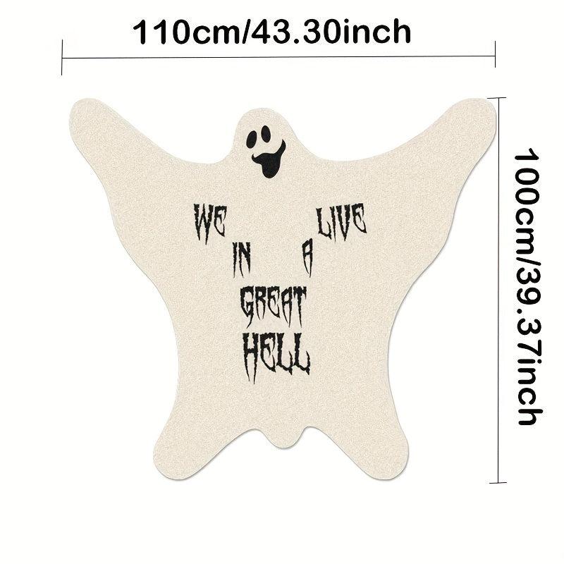 Spooky Ghost Wool Area Rug for Halloween Home Decor