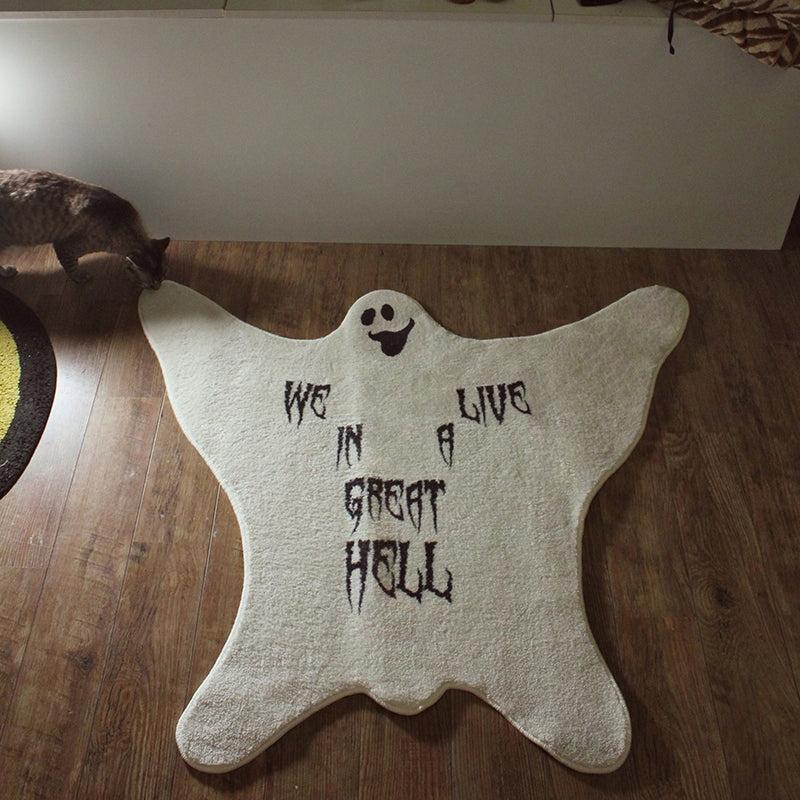 Spooky Ghost Wool Area Rug for Halloween Home Decor
