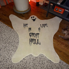 Spooky Ghost Wool Area Rug for Halloween Home Decor