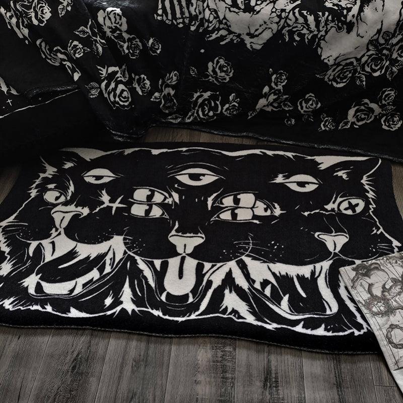 Dark Cat Witch Wind Halloween Rug