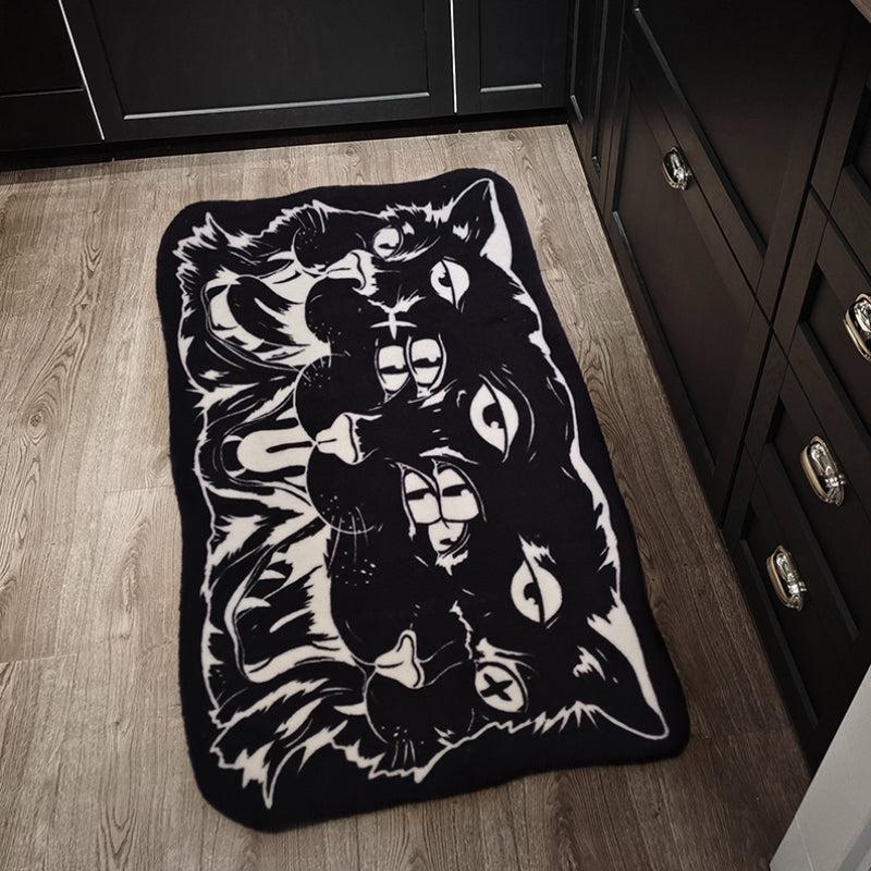 Dark Cat Witch Wind Halloween Rug