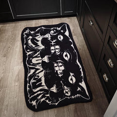 Dark Cat Witch Wind Halloween Rug