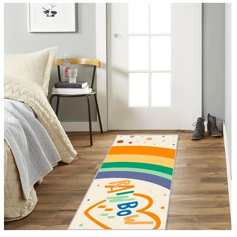 Rainbow Pattern Carpet Machine Washable Anti Fouling Anti Slip Rubber Mats