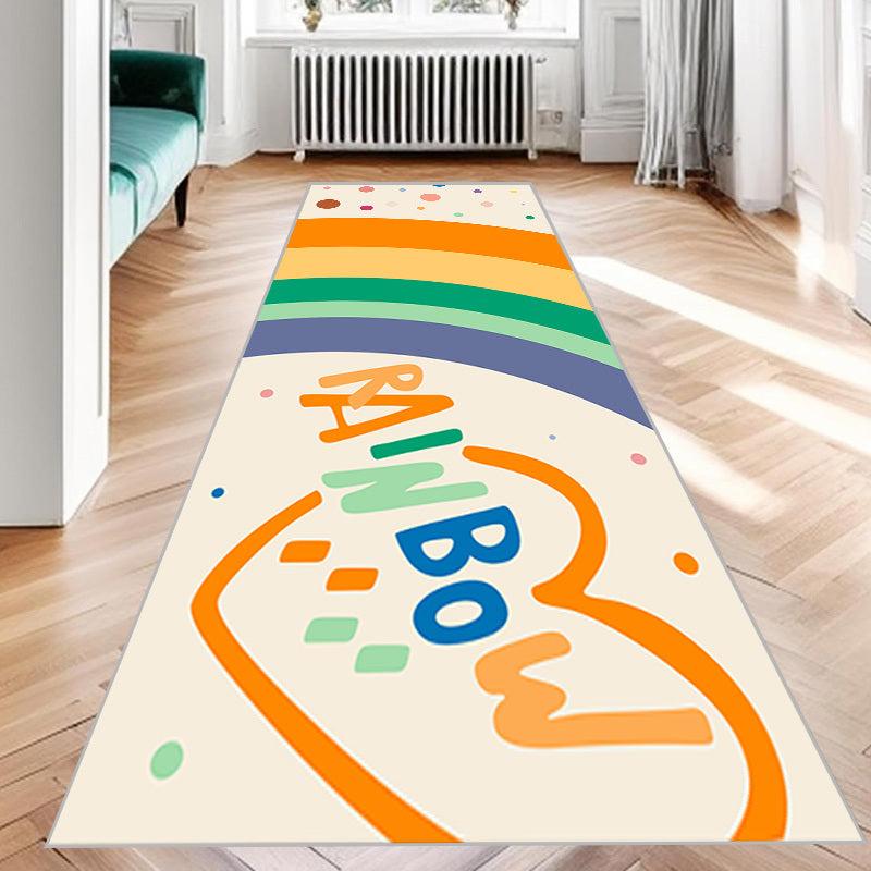 Rainbow Pattern Carpet Machine Washable Anti Fouling Anti Slip Rubber Mats