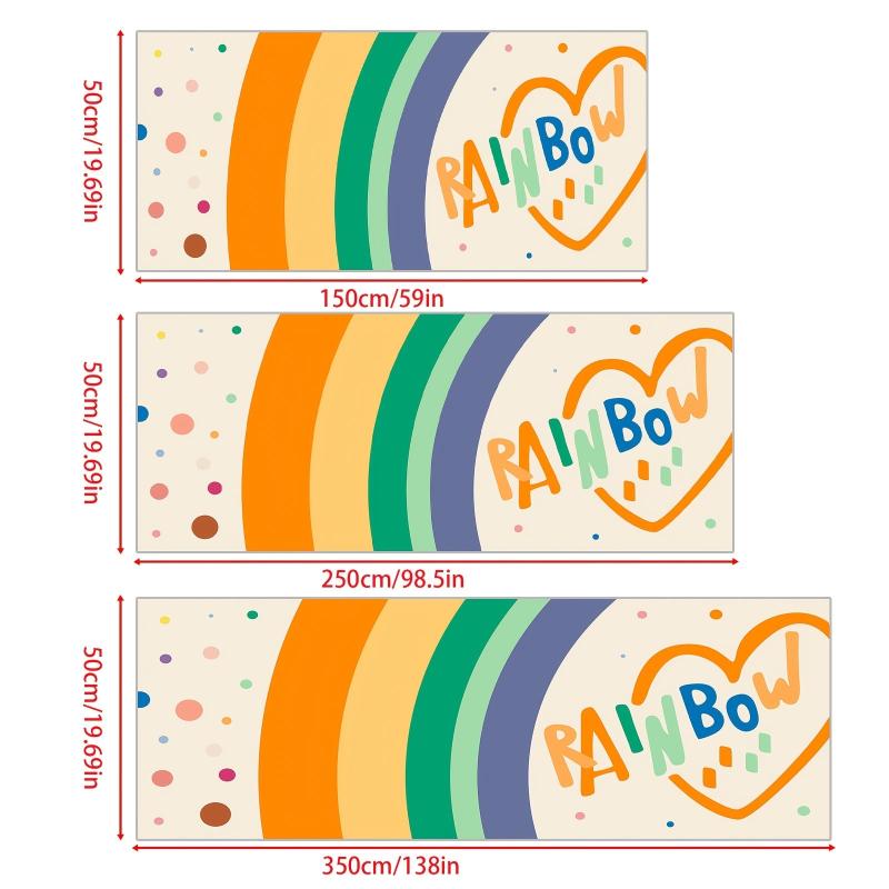 Rainbow Pattern Carpet Machine Washable Anti Fouling Anti Slip Rubber Mats