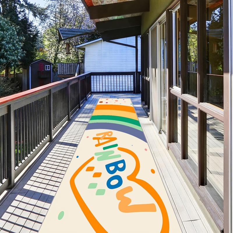 Rainbow Pattern Carpet Machine Washable Anti Fouling Anti Slip Rubber Mats