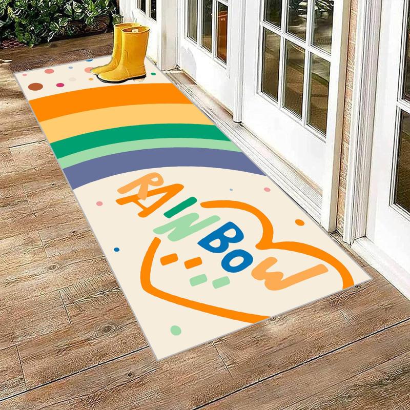 Rainbow Pattern Carpet Machine Washable Anti Fouling Anti Slip Rubber Mats