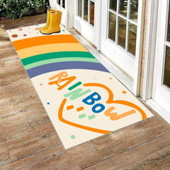 Rainbow Pattern Carpet Machine Washable Anti Fouling Anti Slip Rubber Mats