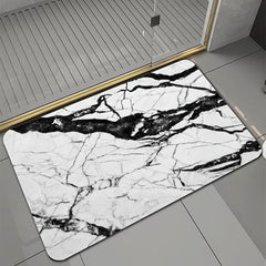 Marble Patterned Bath Rug Non Slip Backing Soft Quick Dry Toilet Foot Holder