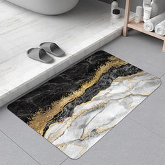 Marble Patterned Bath Rug Non Slip Backing Soft Quick Dry Toilet Foot Holder