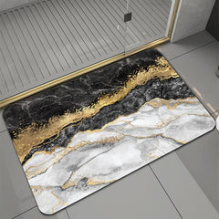 Marble Patterned Bath Rug Non Slip Backing Soft Quick Dry Toilet Foot Holder