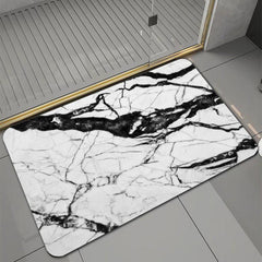Marble Patterned Bath Rug Non Slip Backing Soft Quick Dry Toilet Foot Holder
