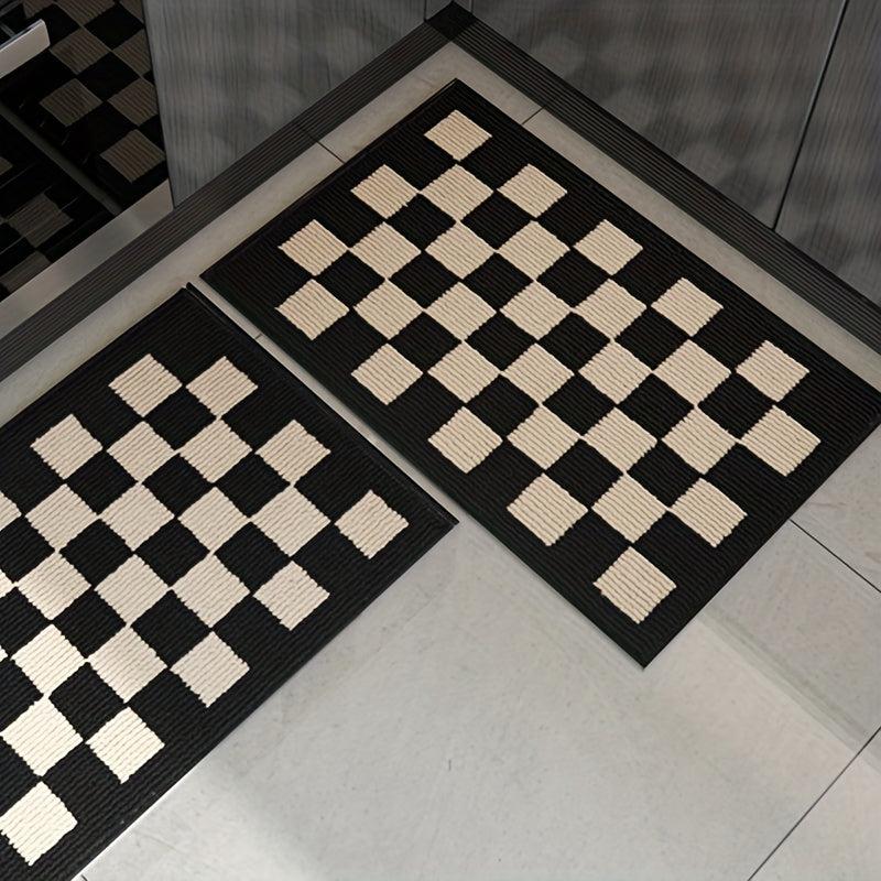 Non Slip Checkered Floor Mat Home Entry Living Room Kitchen Bedroom Hallway Goth